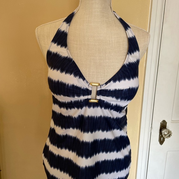 Lauren Ralph Lauren Other - Lauren Ralph Lauren Tie Dye Blue White Stripe Halter Tankini Bathing Suit NWT